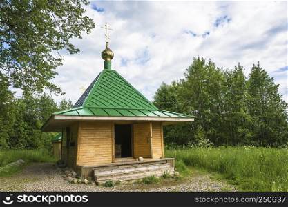 A holy source in honor of Abraham Galichsky of the Miracle-Worker of Chukhlom near the village of Nozhkino, Chukhloma District, Kostroma Region, Russia.