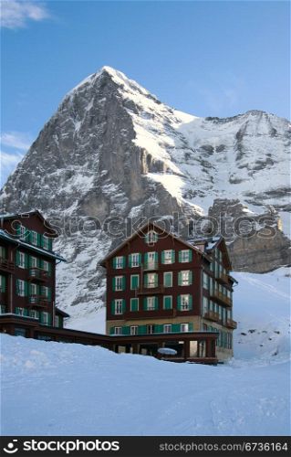 A hotel in front of the mighty Eiger mountain, Grindelwald, Swizterland
