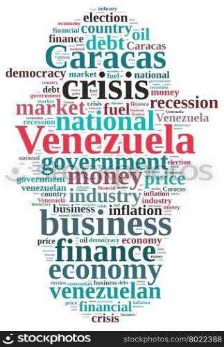 A illustration with word cloud on Venezuela.