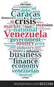 A illustration with word cloud on Venezuela.