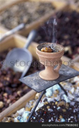 a incense Sohp in the souq or Market in the old town in the city of Dubai in the Arab Emirates in the Gulf of Arabia.. ARABIA EMIRATES DUBAI