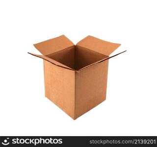 A Isolated Empty open cardboard box. Open box