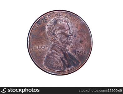 A Isolated US penny front
