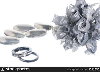 a isolated wedding ring and wedding favors
