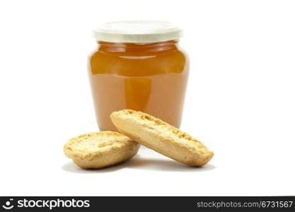a jam jar with some bread