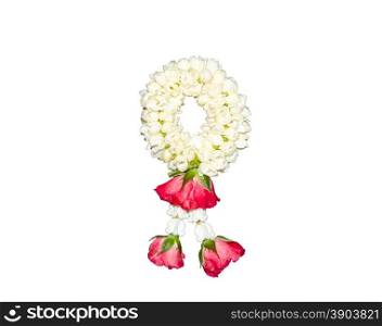 A jasmine garland isolated on the white background.
