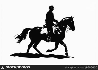 A jockey on a horse isolated on a white background