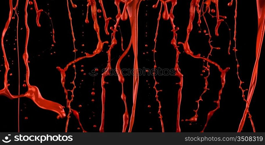 A juicy red paint splashing against black background.