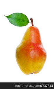 A juicy ripe pear on white background