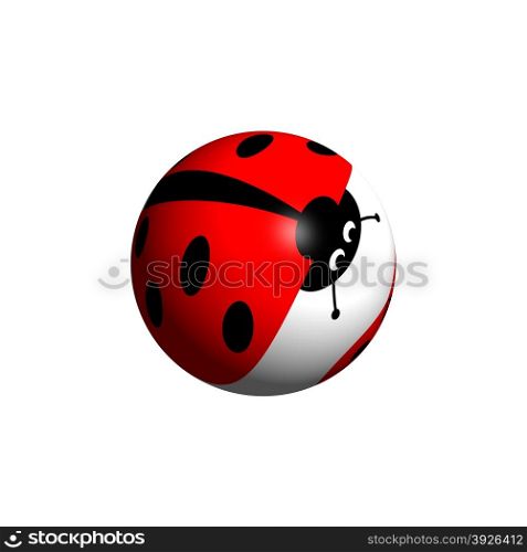 A ladybug globe looking down on white background.