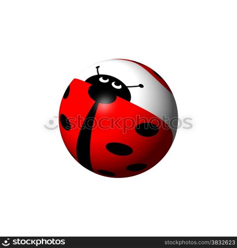 A ladybug globe looking up on white background.