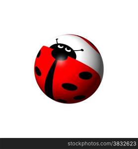 A ladybug globe looking up on white background.