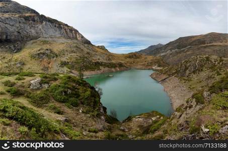 a lake the Gloriettes dam on the Gave d&rsquo;Estaube river in the Haute Pyrenees.