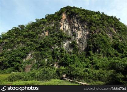 a landscape allround the Buddha Cave of Tham Pa Fa near the city of Tha Khaek in central Lao in the region of Khammuan in Lao in Souteastasia.. ASIA LAO KHAMMUAN REGION