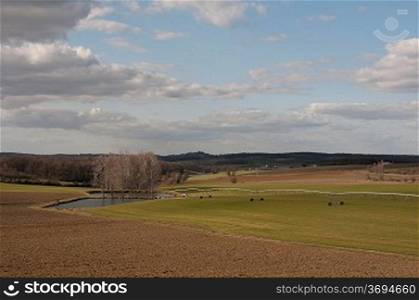 A landscape of a farmers field