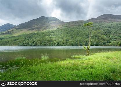 A landscape view of Buttermere, one of the lakes in the Lake District, Cumbria, United Kingdom.