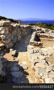 A lane through the centre of the ancient (c 3,500 year old) Minoan town of Gournia, in Lasithi Prefecture of Crete.