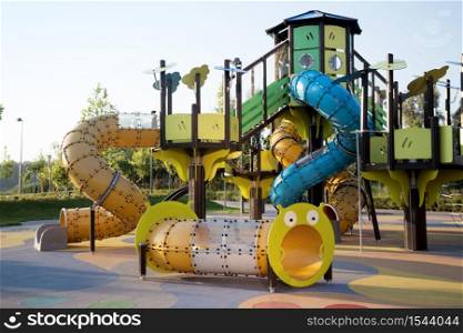 A large beautiful playground in the park. urbanization of cities
