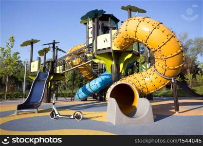 A large beautiful playground in the park. urbanization of cities