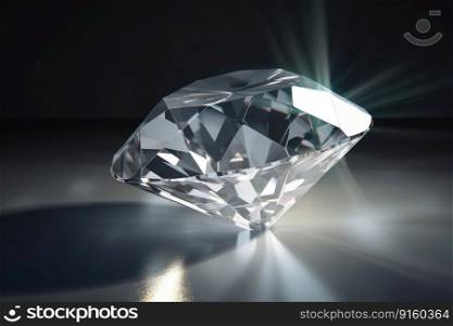 A large diamond on a light background with caustic light created with generative AI technology