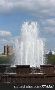 a large fountain in the city park in Donetsk Ukraine
