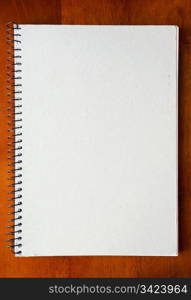 A large spiral bound notebook with blank pages