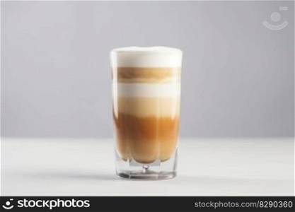 A latte macchiato in a glas on a white background created with generative AI technology