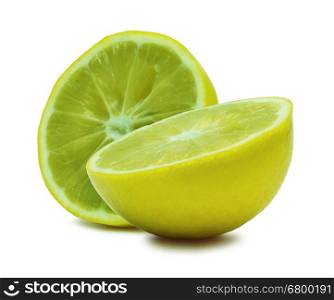 a lemon close up on white background