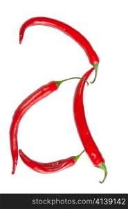 a letter made from chili, with clipping path