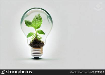 A light bulb growing into a sustainable planet signifies the creative idea of renewable energy and environment conservation for a brighter future. white background. Ai Generative