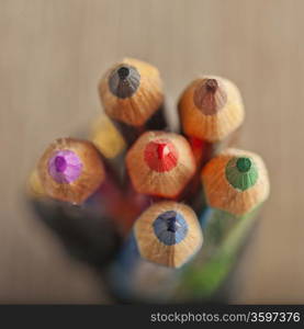 A little bunch of pencils seen from above