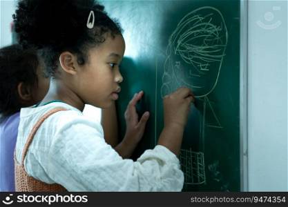 A little girl with a brilliant imagination is clearly visible on the slate
