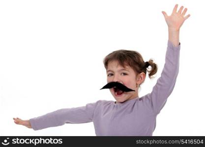A little girl with a mustache.