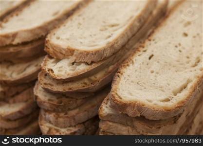 A loaf of homemade sliced bread, meal of durum wheat.