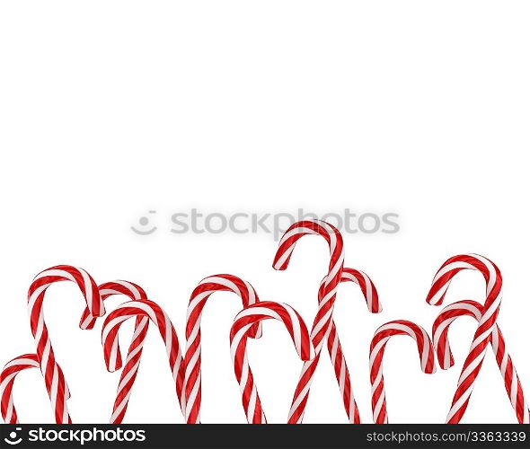 A lot of christmas candies isolated on white background
