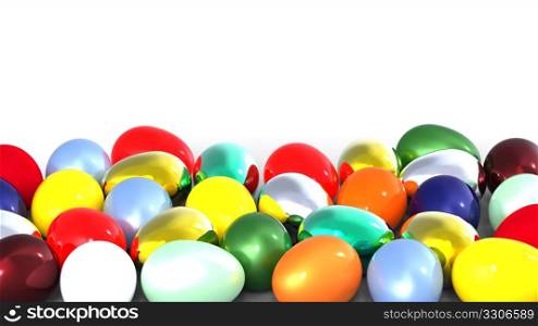 A lot of colored eggs on white background, 3d render