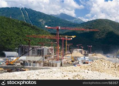 A lot of construction in the mountains for the 2014 Olympics