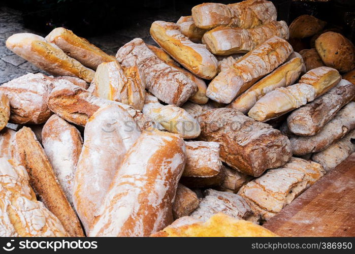 a lot of mouth-watering fresh ciabatta on the market