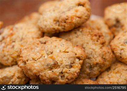 a lot of oatmeal cookies close-up. oatmeal cookies close-up