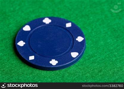A low value blue poker chip