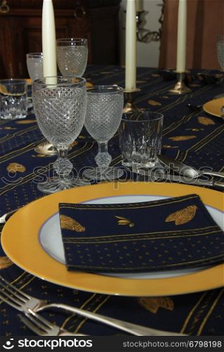 A luxurious table for a multiple course festive dinner