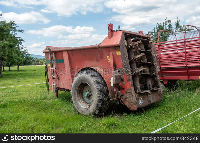 a machine for spreading manure in the fields