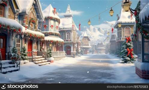 A magical christmas village, illustration