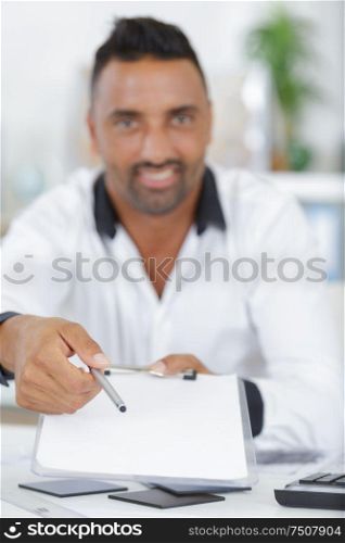 a man asking for signature