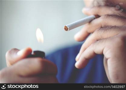 A man is smoking