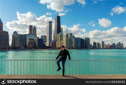 A Man Traveling Chicago, illinois, USA