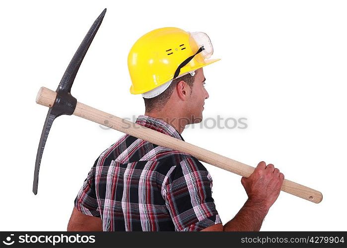 A man with a pickaxe.