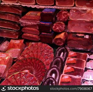 a meat shop in the old town of the villige Sasbach in Kaiserstuhl in the Blackforest in the south of Germany in Europe.. EUROPE GERMANY BLACKFOREST