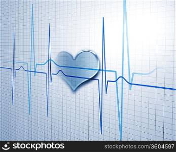A medical background with a heart beat / pulse with a heart rate monitor symbol