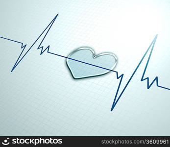 A medical background with a heart beat / pulse with a heart rate monitor symbol